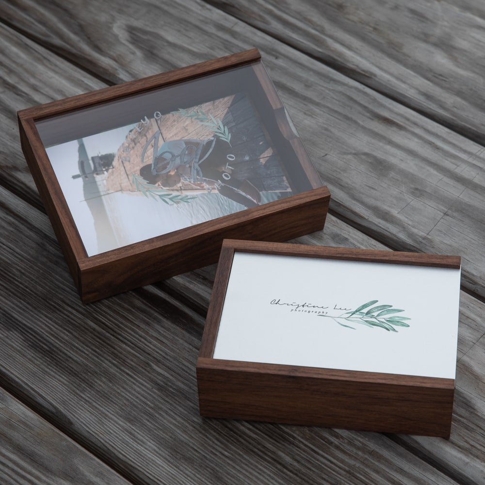 Walnut Wood Slide Print Box